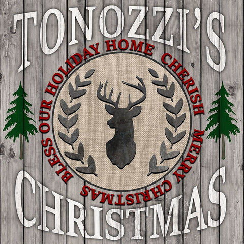 Personalized Christmas Sign V4 Black Ornate Wood Framed Art Print with Double Matting by LightBoxJournal