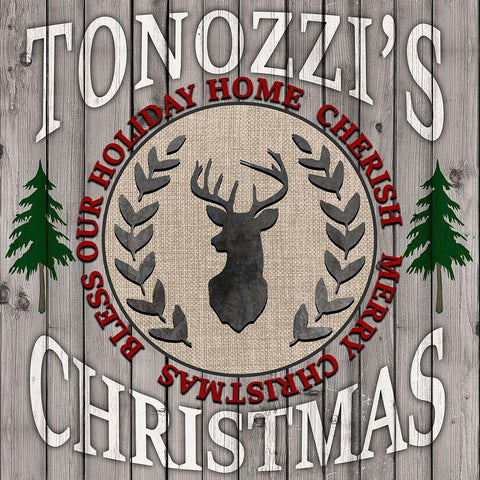 Personalized Christmas Sign V4 Gold Ornate Wood Framed Art Print with Double Matting by LightBoxJournal