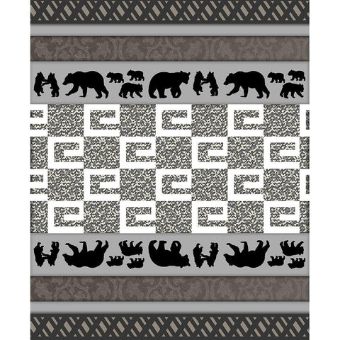 Bear_SurfacePattern V1 9 Black Modern Wood Framed Art Print by LightBoxJournal