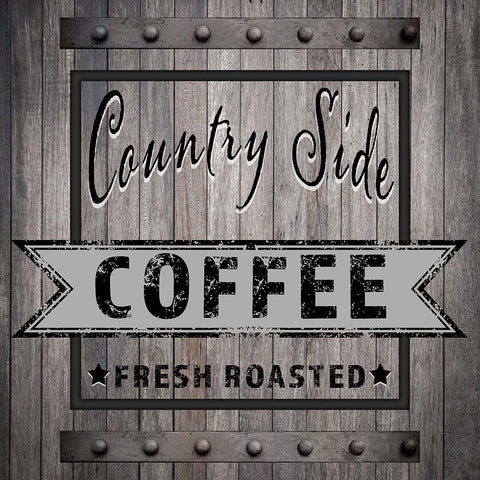 Coffee Signs V1 Gold Ornate Wood Framed Art Print with Double Matting by LightBoxJournal