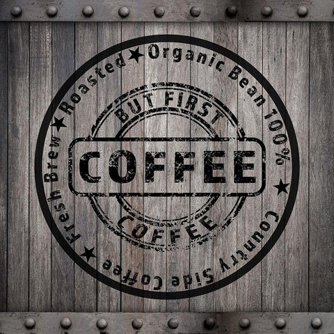 Coffee Signs V2 Black Modern Wood Framed Art Print with Double Matting by LightBoxJournal