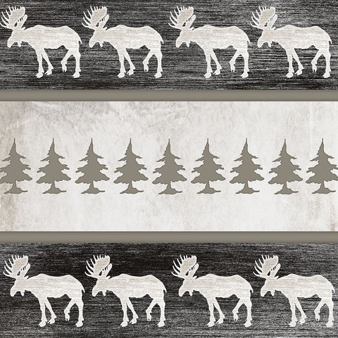 Good Night Moose Surface Pattern 5 Black Ornate Wood Framed Art Print with Double Matting by LightBoxJournal