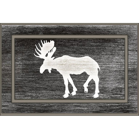 Good Night Moose2 Surface Pattern 12 White Modern Wood Framed Art Print by LightBoxJournal