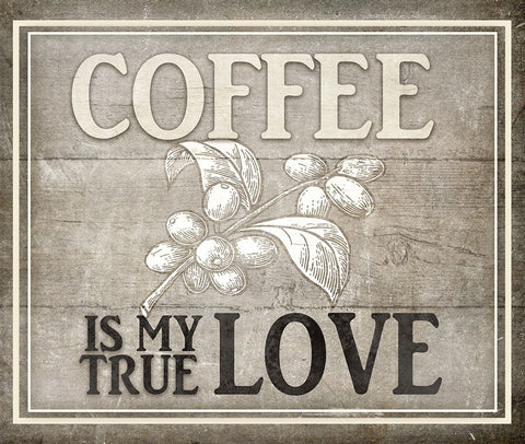 Vintage Farm Sign -  Coffee True Love Black Ornate Wood Framed Art Print with Double Matting by LightBoxJournal