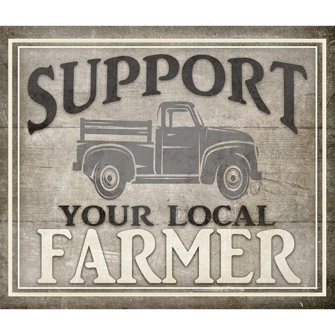 Vintage Farm Sign - Local Farmer Black Modern Wood Framed Art Print with Double Matting by LightBoxJournal