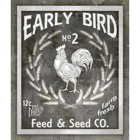 Farm Sign_Early Bird White Modern Wood Framed Art Print by LightBoxJournal