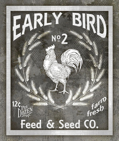 Farm Sign_Early Bird Black Ornate Wood Framed Art Print with Double Matting by LightBoxJournal