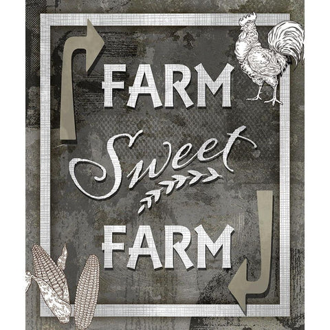 Farm Sign_Farm Sweet Farm 1 Gold Ornate Wood Framed Art Print with Double Matting by LightBoxJournal