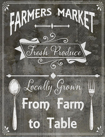 Farm Sign_Farm to Table White Modern Wood Framed Art Print with Double Matting by LightBoxJournal