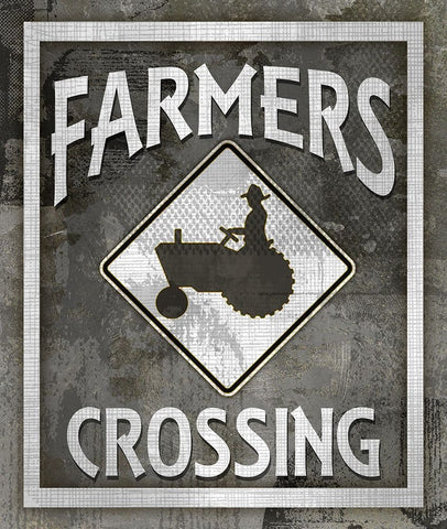 Farm Sign_Farmers Crossing White Modern Wood Framed Art Print with Double Matting by LightBoxJournal