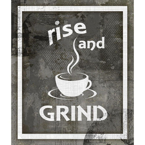 Farm Sign_Rise And Grind White Modern Wood Framed Art Print by LightBoxJournal