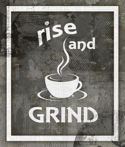 Farm Sign_Rise And Grind White Modern Wood Framed Art Print with Double Matting by LightBoxJournal