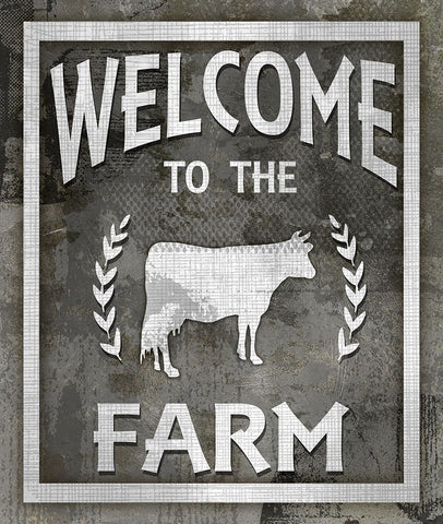 Farm Sign_Welcome To The Farm White Modern Wood Framed Art Print with Double Matting by LightBoxJournal