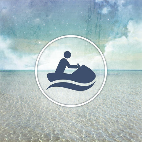 Signs_SeaLife_JetSki White Modern Wood Framed Art Print by LightBoxJournal