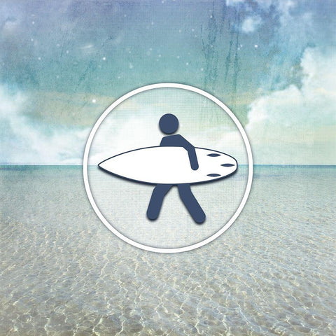 Signs_SeaLife_Surfer White Modern Wood Framed Art Print by LightBoxJournal