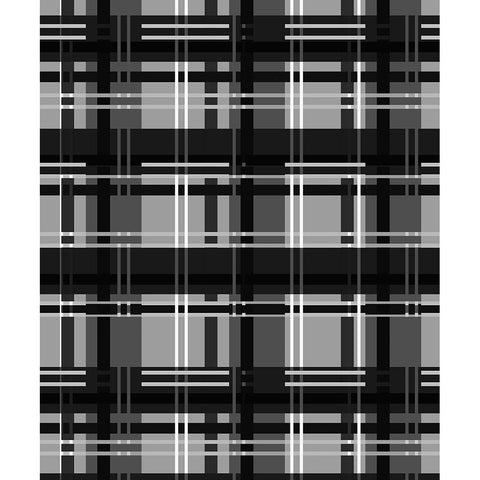 Minimalist Black and Whit Plaid 04 Gold Ornate Wood Framed Art Print with Double Matting by LightBoxJournal