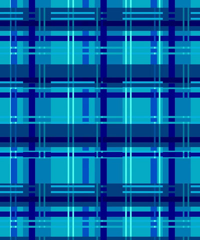 Minimalist Blue Plaid Design 05 Black Ornate Wood Framed Art Print with Double Matting by LightBoxJournal