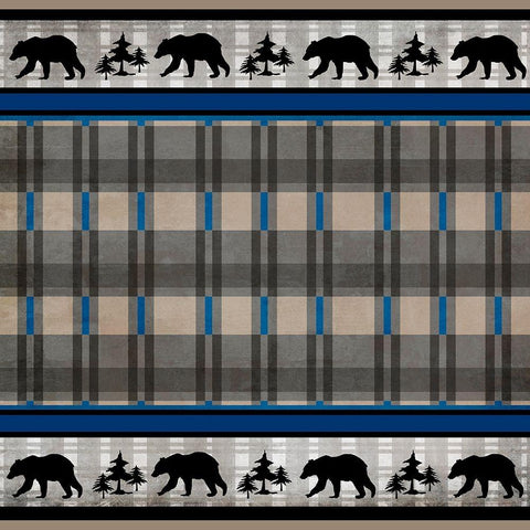 Blue Bear Lodge Pattern 6 Black Modern Wood Framed Art Print with Double Matting by LightBoxJournal