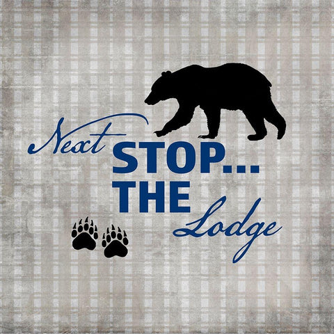 Blue Bear Lodge Sign 02 Black Modern Wood Framed Art Print with Double Matting by LightBoxJournal