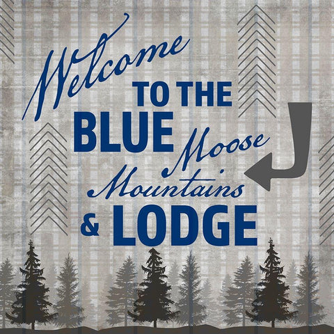 Blue Bear Lodge Sign 03 White Modern Wood Framed Art Print by LightBoxJournal