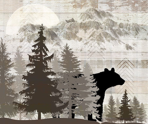 Blue Bear Lodge Sign 014 White Modern Wood Framed Art Print with Double Matting by LightBoxJournal