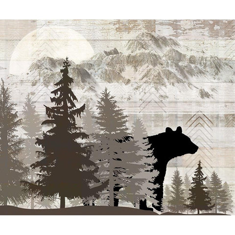 Blue Bear Lodge Sign 014 Black Modern Wood Framed Art Print with Double Matting by LightBoxJournal