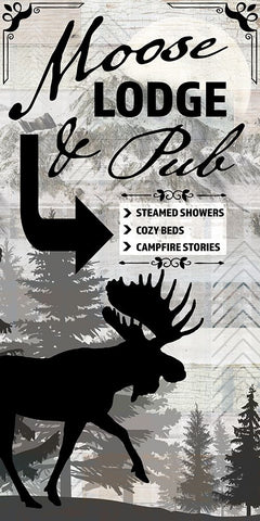 Blue Bear Lodge Sign 018 White Modern Wood Framed Art Print with Double Matting by LightBoxJournal