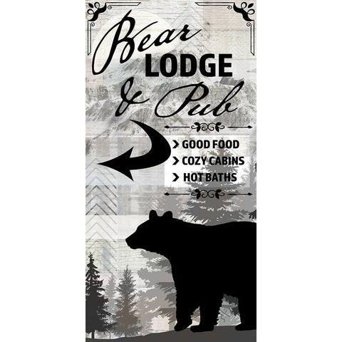 Blue Bear Lodge Sign 019 Gold Ornate Wood Framed Art Print with Double Matting by LightBoxJournal