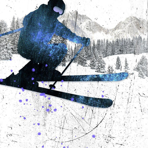 Extreme Skier 01 Black Modern Wood Framed Art Print with Double Matting by LightBoxJournal