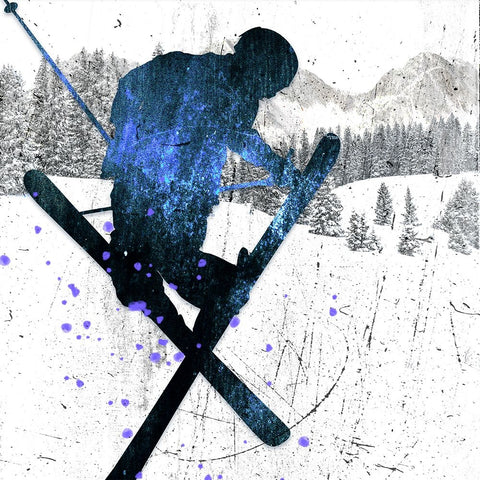 Extreme Skier 04 White Modern Wood Framed Art Print with Double Matting by LightBoxJournal