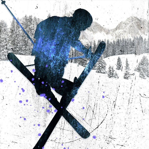 Extreme Skier 04 Black Modern Wood Framed Art Print with Double Matting by LightBoxJournal