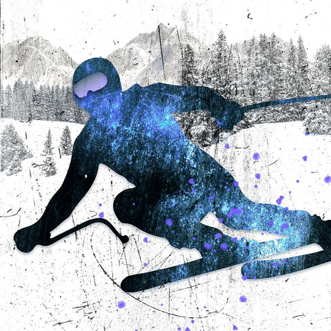 Extreme Skier 06 White Modern Wood Framed Art Print with Double Matting by LightBoxJournal