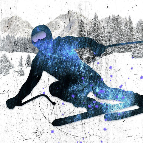 Extreme Skier 06 White Modern Wood Framed Art Print by LightBoxJournal