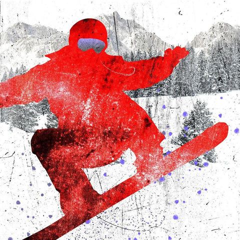 Extreme Snowboarder 01 White Modern Wood Framed Art Print by LightBoxJournal