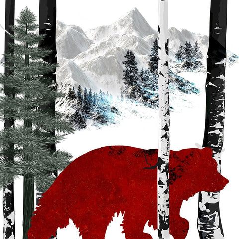 Winter Bear White Modern Wood Framed Art Print with Double Matting by LightBoxJournal