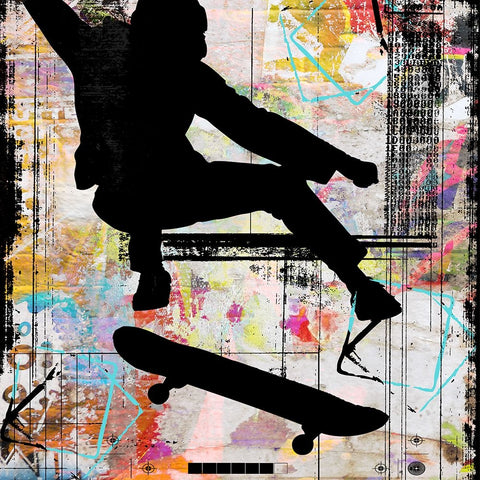 Extreme Skate Boarder 1 Black Ornate Wood Framed Art Print with Double Matting by LightBoxJournal