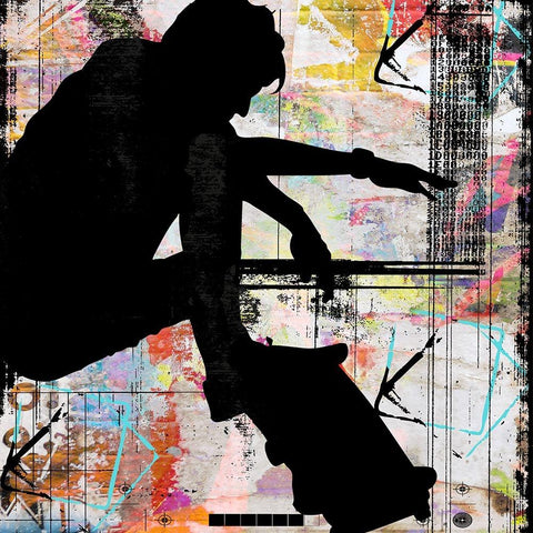 Extreme Skate Boarder 4 Black Modern Wood Framed Art Print by LightBoxJournal