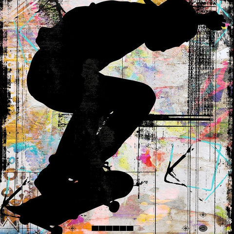 Extreme Skate Boarder 5 White Modern Wood Framed Art Print by LightBoxJournal