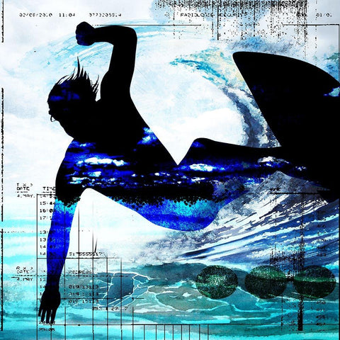 Extreme Surfer 2 White Modern Wood Framed Art Print by LightBoxJournal