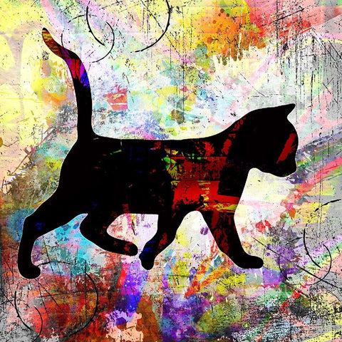 Playful Kitty 3 Black Modern Wood Framed Art Print by LightBoxJournal