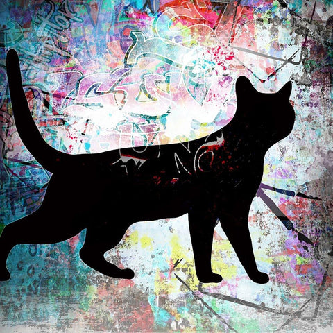 Playful Kitty 7 Black Modern Wood Framed Art Print by LightBoxJournal