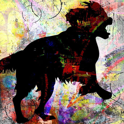 Playful Puppy 4 Black Modern Wood Framed Art Print by LightBoxJournal