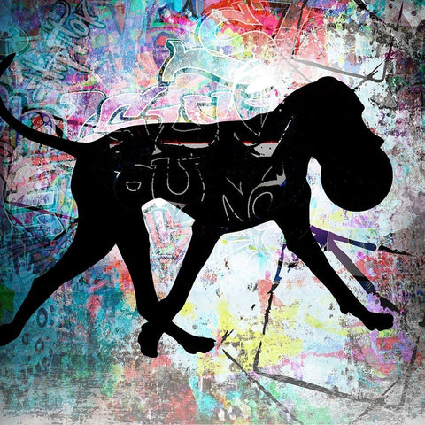 Playful Puppy 6 Black Modern Wood Framed Art Print with Double Matting by LightBoxJournal