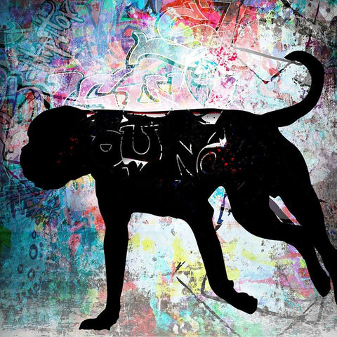 Playful Puppy 7 Black Modern Wood Framed Art Print with Double Matting by LightBoxJournal