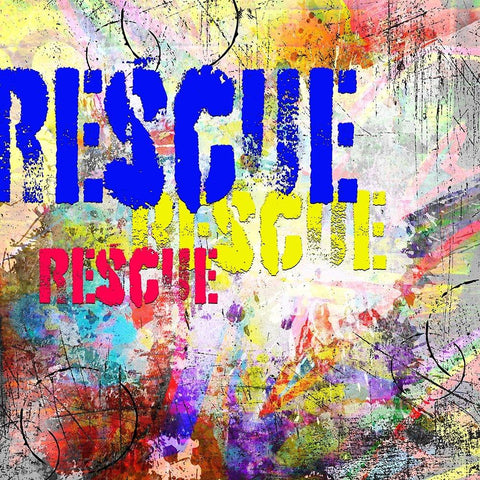 Playful Puppy Rescue Sign 1 Black Modern Wood Framed Art Print by LightBoxJournal