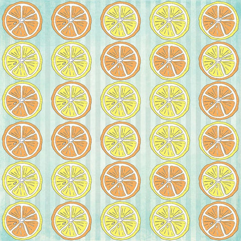 Summer time Lemon Pattern 2 Gold Ornate Wood Framed Art Print with Double Matting by LightBoxJournal