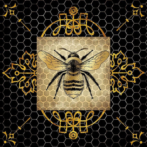 Golden Honey Bee 01 White Modern Wood Framed Art Print by LightBoxJournal