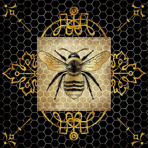 Golden Honey Bee 01 White Modern Wood Framed Art Print with Double Matting by LightBoxJournal