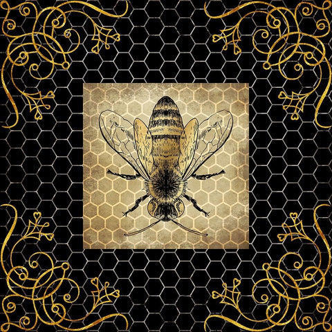 Golden Honey Bee 02 White Modern Wood Framed Art Print by LightBoxJournal