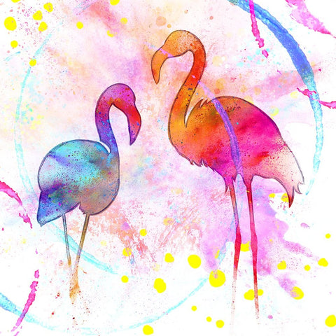 Painted Pink Flamingo White Modern Wood Framed Art Print with Double Matting by LightBoxJournal